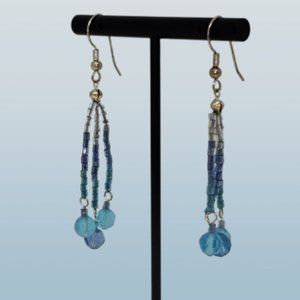 Blue/Teal Dangle Drop Beaded Earrings
